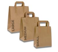 CaterCo Medium Brown Paper Bags with Handles - 100 Pack, 8.5x10x4.5" (25x22x10cm) - Biodegradable Kraft Bags for Food Takeaway, Groceries, Gift, Delivery & Events - Medium - (8.5x10x4.5") - 100 pack