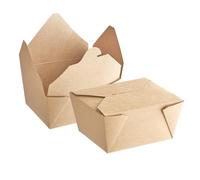 CaterCo Takeaway Kraft Food Boxes 50 X No1 26oz (750ml) - Biodegradable Cardboard Containers for Food, Cake & Meals - 130x110x65mm - Leakproof Brown Deli Box for Hot or Cold Foods - (No1-50 Pack)