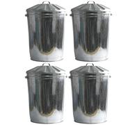 Catergold 4 x Large Storage Rubbish Dustbin 90L Litre Galvanised Steel Metal Bin