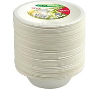Catergold Eco-Bio Bagasse Bowls, Disposable Plates, Sugarcane Fibre, White, for Parties, Picnics, BBQs (Bowl 12oz 100 Pack)