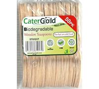 Catergold Eco Friendly Disposable Wooden Tea Spoons 50pk