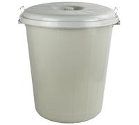 Catergold Extra Large 90 Litres Heavy Duty Plastic Bin Clip on Locking Lids for Animal Feeds Storage Garden Waste Bin (90L - Grey)