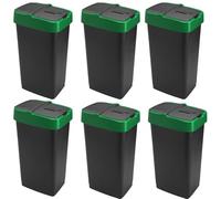 Catergold Kitchen Waste Bins 60 Litres Swing Lid Set of 6 Green & Blue 66 x 40 x 30 cm (6 Pieces Green)