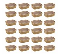 Catergold Kraft Rectangular Food Container with PET Lid 650ml (23oz) Leak-Resistant, Microwave Safe, Meal Prep, Take Away, Hot Food, Restaurants, Cafes, Homes, Eco-Friendly Packaging (25)