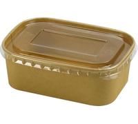Catergold Kraft Rectangular Food Container with PET Lid 750ml Leak-Resistant, Microwave Safe, Meal Prep, Take Away, Hot Food, Restaurants, Cafes, Homes, Eco-Friendly Packaging (25)