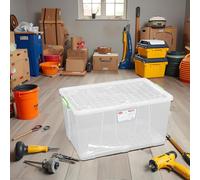 Catergold Large Clear Box 120 Litres Premium Plastic Box with Wheels And Handle