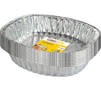 Catergold Large Oval Disposable Aluminium Foil Trays 46 x 36 x 8cm Approx (10 Pack) Silver
