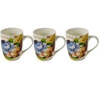 Catergold Mugs Set Coffee Tea Hot Chocolate Milk Tumbler Large Mugs for Multipurpose House Office Cafes Use Ideal for Gifting Tableware (Blue&Yellow 3pcs 310ml)