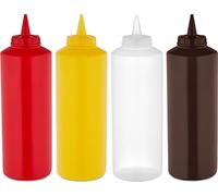 Catergold Plastic Squeezable Sauce Dispenser Coloured Squeeze Bottle 1000ml (4 Colour Set)