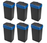 Catergold Plastic Swing Recycling Bins Set Multi-colour 35L Kitchen Waste Dustbin (Blue - 6 bins)