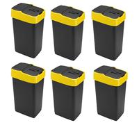 Catergold Plastic Swing Recycling Bins Set Multi-colour 35L Kitchen Waste Dustbin (Yellow - 6 bins)
