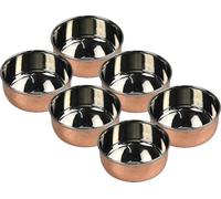 Catergold Small Bowl 80ml Copper and Stainless Steel Katori 3cm Traditional Indian Handi Style Hammered Finish for Curries & Dal (6)