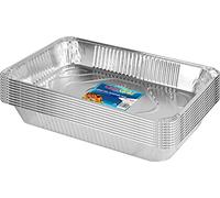 Catergold Sterling Ventures Large Rectangle Disposable Aluminium Foil Trays 52 x 33 x 8cm Approx (10 Pack)