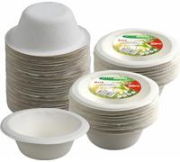 Catergold Sturdy Disposable Bagasse Paper Bowls Eco-Friendly Biodegradable Sugarcane (6oz 100 Bowls)