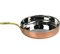 Catergold Traditional Copper & Stainless Steel Frying Pan with Brass Handle Hand-Hammered Dishwasher Safe for Cooking and Serving (Large Pan-18.5cm, 850ml Capacity)