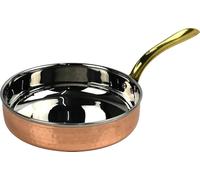 Catergold Traditional Copper & Stainless Steel Frying Pan with Brass Handle Hand-Hammered Dishwasher Safe for Cooking and Serving (Medium Pan-16cm, 530ml Capacity)