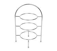 Olympia 3-Tier Afternoon Tea Stand for Plates up To 267mm / 10½ inch, Chrome, Stand Height 490mm, Plate Ring 195mm, High Tea Cake Scone Stand, Non-Slip Foot Bungs, Top Frame Carry Handle | CL572