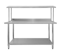 Catering Bench With Single Over-shelf Heavy Duty Kitchen Work Table Stainless Steel Prep-table Commercial Home Preparation Worktop 5ft Silver