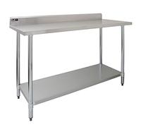 Catering Bench With Single Over-shelf Heavy Duty Kitchen Work Table Stainless Steel Prep-table Commercial Home Preparation Worktop 5ft
