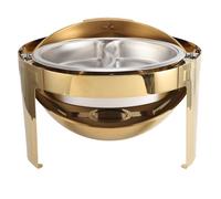 Catering Chafer Warmer 6L Mirror Polished Surface Gold Chafing Dish Buffet Set for Party (2 Compartment Pan)