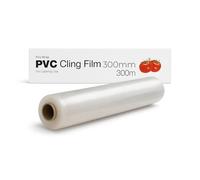 Catering Cling Film Wrap | Strong PVC Polywrap Kitchen Plastic Wrap | Plastic Wrap for Takeaway, Storage, Fridge, Freezer & Microwave Use - 300mm x 300m Catering Cling Film - 1 Roll