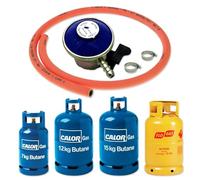 Catering Parts UK Gas Hose, Clips & Gas Regulator Butane 28 Mbar (Clip on) 21mm Clip on 30mbar BBQ