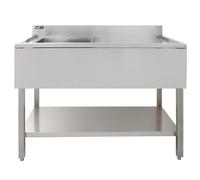 Catering Sink Stainless Steel Commercial Kitchen Restaurant Bar Utility Single Bowl Right Hand Drainer Free Standing Lower Storage Shelf Adjustable Feet Splashback 90 x 120 x 60cm FREE Strainer Plug S