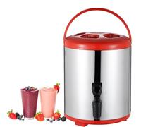 Catering Urn, 6L/8L/10L/12L Boiler Warmer Coffee Urn Stainless Steel Hot Water Kettle Dispenser with Cover and Spigot, for Hot Water and Beverage,Brown-10L
