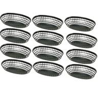 CateringBase Black Oval Plastic Fast Food Baskets, 23 x 14.5 x 4cm, Set of 12