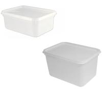 CateringBase Food Storage Containers, 2L and 4L Rectangular Ice Cream Tubs, Pack of 5 each size, White