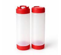 CateringBase LTD FIFO Sauce Dispenser Bottles with Anti-Drip Tip, 710ml, Red Cap, 67x67x245mm Pack of 2