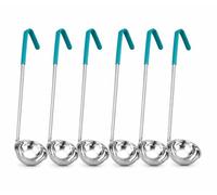 CateringBase Ltd Stainless Steel Soup Ladles with Teal Handle, 6oz Portion Control, for Soup, Sauce & Gravy, Pack of 6