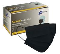 CateringBase Meditrade Suavel Protec Black Disposable Face Masks, 3-Ply, Type II, with Ear Loops, Pack of 50
