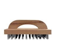 CateringBase Professional Wooden Block Wire Grill Brush, 9.25 Inch Heavy Duty Commercial Grade BBQ Cleaning Tool, Bristle-Free Coiled Design
