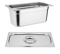 CateringBase Stainless Steel Bain Marie Food Pan with Lid, 3.7 Litres, 325x176x100mm