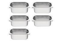 CateringBase Stainless Steel Gastronorm Container, 1/4 Size, Commercial Food Pan, 5-Pack Set