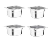 CateringBase Stainless Steel Gastronorm Pans, 1/6 Size, 100mm Deep, Pack of 4