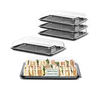 Caterline 5 Sandwich Platter Trays with Lids. Reusable Plastic Catering Trays with Extra Deep Lids - Perfect for Meal Prep, Buffets, Parties, Sandwiches & Salads.(350mm x 250mm x 70mm)