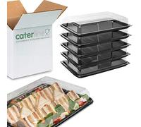 Caterline Food Platter Trays with Lids - Perfect for Catering Events, Buffets, Parties, Sandwiches & Salads. All Platters are Stackable, Reusable, Durable, BPA-Free & Eco-Friendly - Pack of 25 Large
