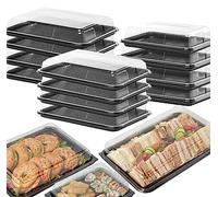 Caterline Food Serving Trays with Lids - Value Pack of 5 Small, 5 Medium & 5 Large. Perfect for Catering Events, Buffets, Parties. Reusable, Durable & eco-friendly