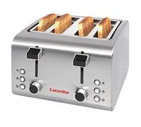 Caterlite 4 Slot Stainless Steel Toaster 1.6kW, Commercial Use | Anti-jam function prevents blockages, with an adjustable browning control and removable crumb tray for easy cleaning.