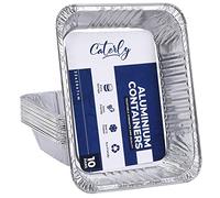 caterly Large Aluminium Disposable Foil Trays 32x26x7cm Tin Foil Trays for BBQ, Cooking, Baking, Broiling, Roasting - Takeaway Containers - Catering Trays for Storage-Pack of 10