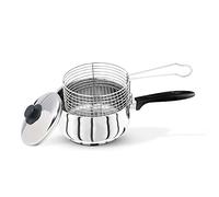 CaterOcassion 20cm Chip Pan - Deep Fat Fryer Set 3pcs Heavy Duty Stainless Steel Chip pans with basket and lid Chip fryer for Induction Hob, Gas Cooker or Electric Cooker - British Brand