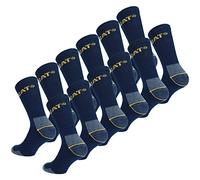 Caterpillar 12 Pairs Men's Work Socks Accident Prevention Reinforced Heel and Toe Cotton Sponge (Blue, 6-11)