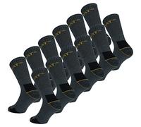 Caterpillar 12 Pairs Men's Work Socks Accident Prevention Reinforced Heel and Toe Cotton Sponge (Grey, 6-11)