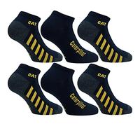 Caterpillar 6 Pairs Ankle Length Sneaker Socks - Reinforced Heels Toe - Cotton (Blue, 9-11)