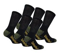 Caterpillar 6 Pairs Diabetic Work Socks, Better Circulation, Moisture Wicking, Non Binding, Reinforced Heel Toe, Cotton, Flat Toe (Black, 9-11)