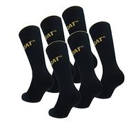 Caterpillar 6 Pairs Executive Work Socks, Reinforced Toe Heel, Handlinked, Cotton (Black, 6-9)
