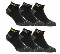 Caterpillar 6 pairs Men's Work sneaker Socks Accident Prevention Reinforced on Heel and Toe Cotton Sponge (11-14, Black)