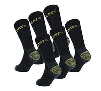 Caterpillar 6 Pairs Men's Work Socks Accident Prevention Double Reinforced Heel and Toe Yarn of Excellent Quality Cotton Sponge (Black, 6-9)